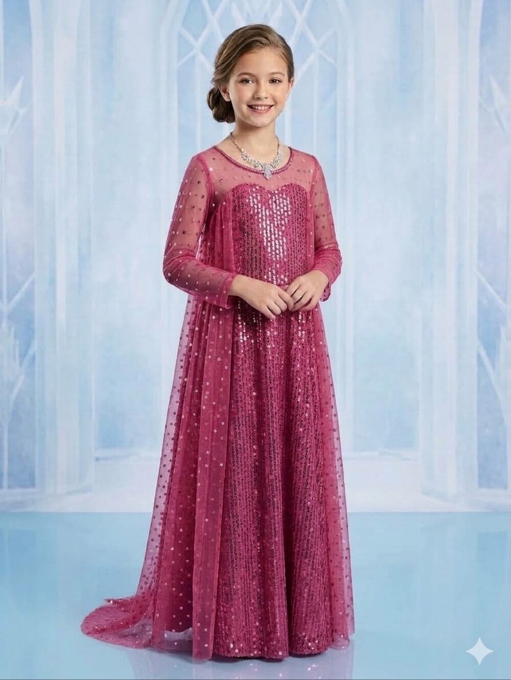 Pink Sequin Princess Costume Dress for Kids Girl's Size 120